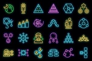 Hierarchy icons set vector neon