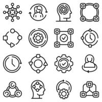 Adapt to changes icons set, outline style vector