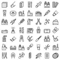 Equipment for manicure icons set, outline style vector