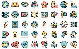 Influencer icons set vector flat