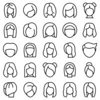 Wig icons set, outline style vector