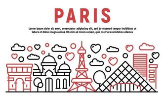 Paris banner, outline style vector
