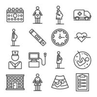 Pregnant icons set, outline style vector