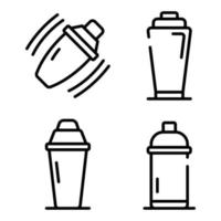 Bar shaker icons set, outline style vector