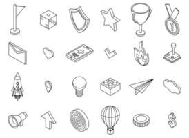 Gamification icons set vector outine