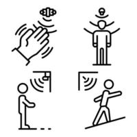 Motion sensor icons set, outline style vector