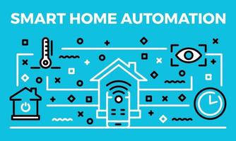 Smart home automation banner, outline style vector