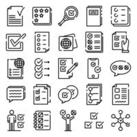 Checklist icons set, outline style vector