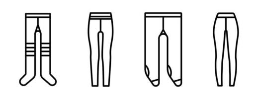 Tights icons set, outline style vector