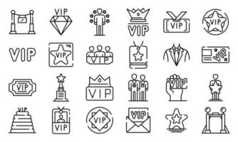 Vip icons set, outline style vector