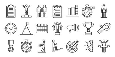 Coach icons set, outline style vector