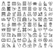 Veterinarian icons set, outline style vector