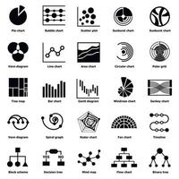 Infographic chart types icons set, simple style vector