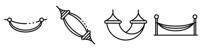 Hammock icons set, outline style vector