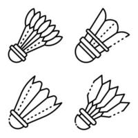 Shuttlecock icons set, outline style vector