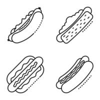 Hot dog icons set, outline style vector