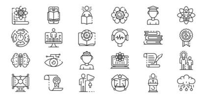 Interactive learning icons set, outline style vector