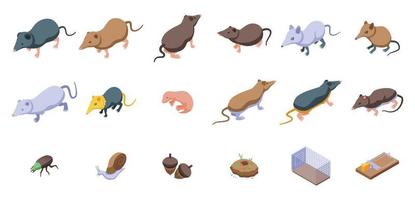 Shrew icons set isometric vector. Domestic agriculture vector