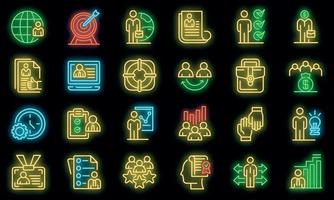 Outsource icons set vector neon