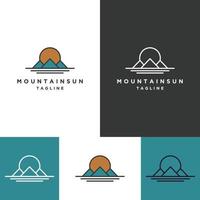 plantilla de diseño de icono de logotipo de sol de montaña vector