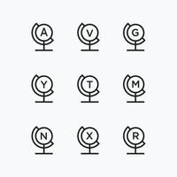 Globe Set Letter logo icon flat design template vector