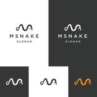 plantilla de diseño plano de icono de logotipo de serpiente letra m vector