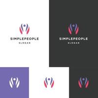 plantilla de diseño plano de icono de logotipo de gente simple vector