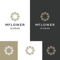 plantilla de diseño de icono de logotipo de flor de letra m vector