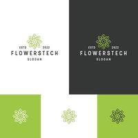 plantilla de diseño de icono de logotipo de flor tecnología vector