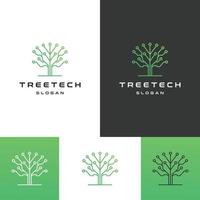 Tree tech logo icon design template vector illustration