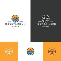 plantilla de diseño plano de icono de logotipo de sol de montaña vector