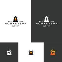 Monkey Sun logo icon design template vector