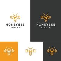 Ilustración de vector de plantilla de diseño de icono de logotipo de abeja de miel