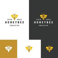 plantilla de diseño plano de icono de logotipo de abeja de miel vector