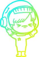 cold gradient line drawing angry cartoon space girl vector