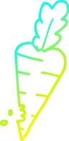 cold gradient line drawing cartoon carrot with bite marks vector