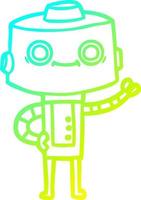 cold gradient line drawing cartoon robot vector
