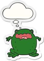 cartoon toad and thought bubble as a printed sticker vector