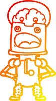 warm gradient line drawing cartoon robot vector