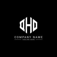 DHO letter logo design with polygon shape. DHO polygon and cube shape logo design. DHO hexagon vector logo template white and black colors. DHO monogram, business and real estate logo.