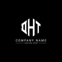 DHT letter logo design with polygon shape. DHT polygon and cube shape logo design. DHT hexagon vector logo template white and black colors. DHT monogram, business and real estate logo.