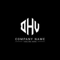 DHV letter logo design with polygon shape. DHV polygon and cube shape logo design. DHV hexagon vector logo template white and black colors. DHV monogram, business and real estate logo.