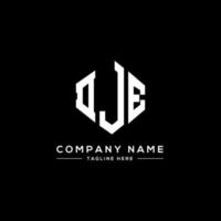 DJE letter logo design with polygon shape. DJE polygon and cube shape logo design. DJE hexagon vector logo template white and black colors. DJE monogram, business and real estate logo.