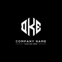 DKE letter logo design with polygon shape. DKE polygon and cube shape logo design. DKE hexagon vector logo template white and black colors. DKE monogram, business and real estate logo.