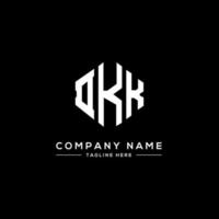 DKK letter logo design with polygon shape. DKK polygon and cube shape logo design. DKK hexagon vector logo template white and black colors. DKK monogram, business and real estate logo.