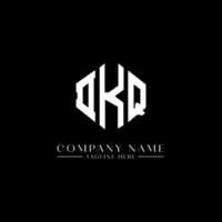 DKQ letter logo design with polygon shape. DKQ polygon and cube shape logo design. DKQ hexagon vector logo template white and black colors. DKQ monogram, business and real estate logo.