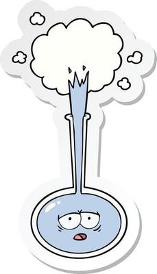 sticker of a cartoon tired science experiment