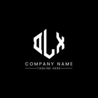 DLX letter logo design with polygon shape. DLX polygon and cube shape logo design. DLX hexagon vector logo template white and black colors. DLX monogram, business and real estate logo.