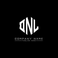DNL letter logo design with polygon shape. DNL polygon and cube shape logo design. DNL hexagon vector logo template white and black colors. DNL monogram, business and real estate logo.