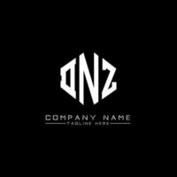 DNZ letter logo design with polygon shape. DNZ polygon and cube shape logo design. DNZ hexagon vector logo template white and black colors. DNZ monogram, business and real estate logo.